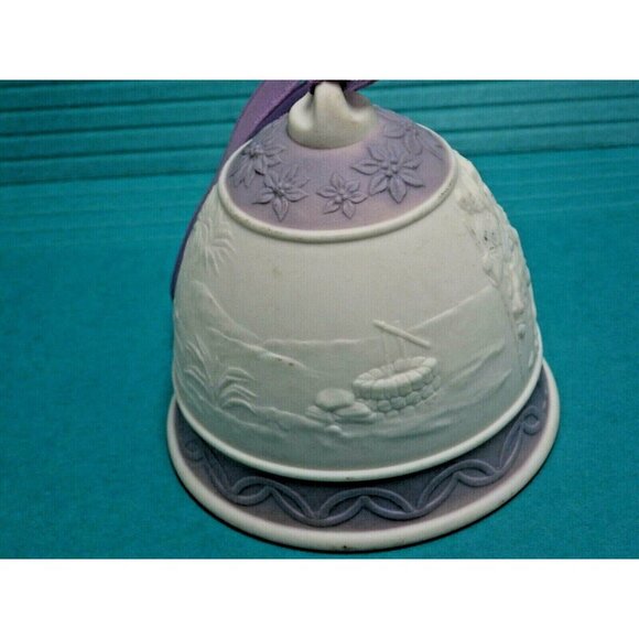 Lladro 1993 Christmas Bell Ornament Baby Jesus White Lavender - Picture 7 of 11